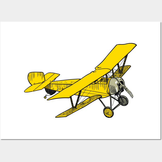 Yellow biplane Wall Art by StefanAlfonso